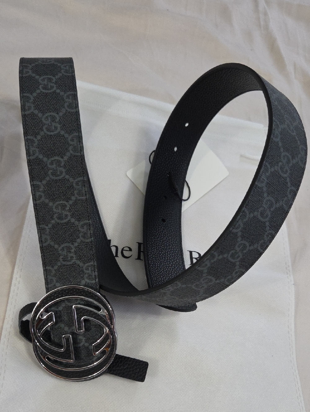 Gucci Reversible Black Leather Monogram Belt GG 95cm - Picture 12 of 16
